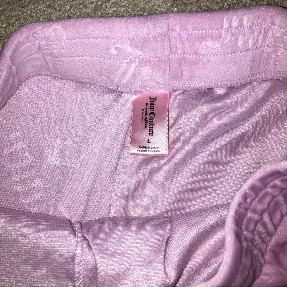 Juicy Couture Velour-Look Embossed Pajama Set - Shorts and Short Sleeved Shirt - Picture 2 of 7